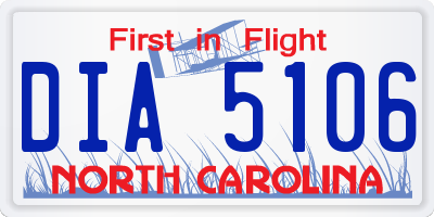 NC license plate DIA5106