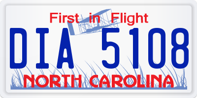 NC license plate DIA5108