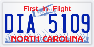 NC license plate DIA5109