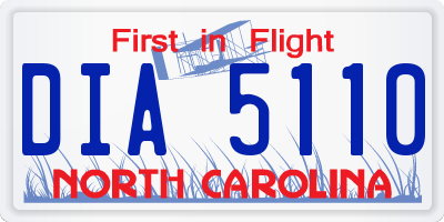 NC license plate DIA5110