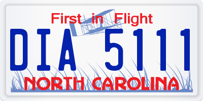 NC license plate DIA5111