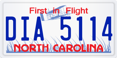 NC license plate DIA5114