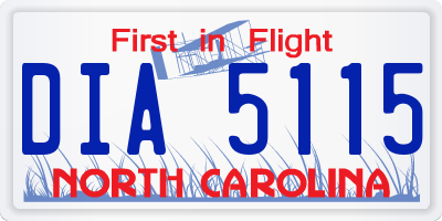 NC license plate DIA5115