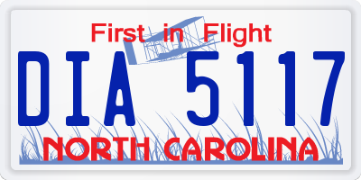 NC license plate DIA5117