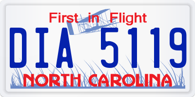NC license plate DIA5119
