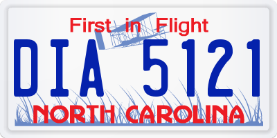 NC license plate DIA5121