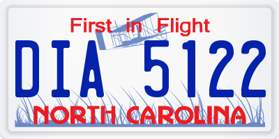 NC license plate DIA5122