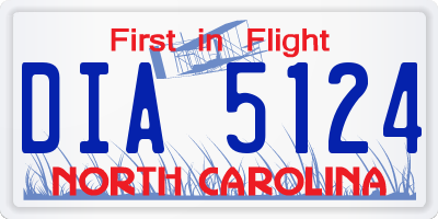 NC license plate DIA5124