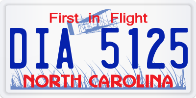 NC license plate DIA5125