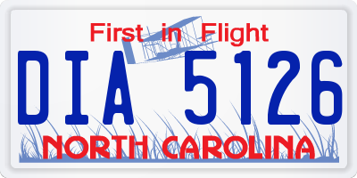 NC license plate DIA5126