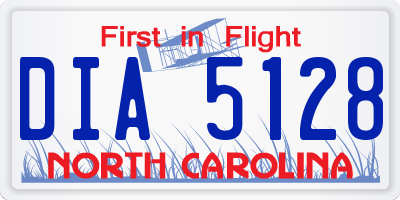 NC license plate DIA5128