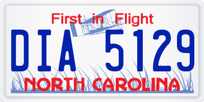 NC license plate DIA5129