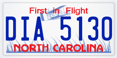 NC license plate DIA5130