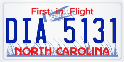 NC license plate DIA5131