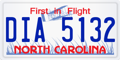 NC license plate DIA5132