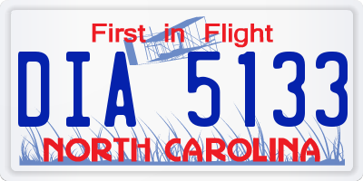 NC license plate DIA5133