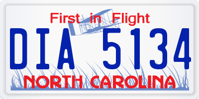 NC license plate DIA5134