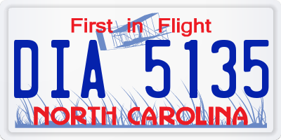 NC license plate DIA5135