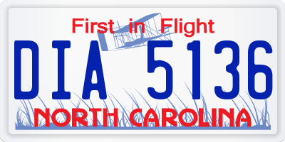 NC license plate DIA5136