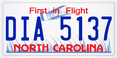 NC license plate DIA5137