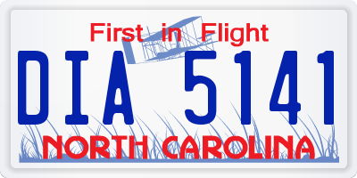 NC license plate DIA5141