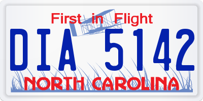 NC license plate DIA5142