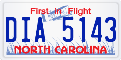 NC license plate DIA5143