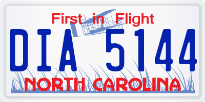 NC license plate DIA5144