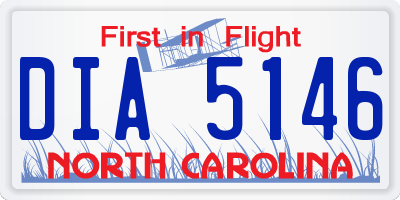 NC license plate DIA5146