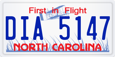 NC license plate DIA5147