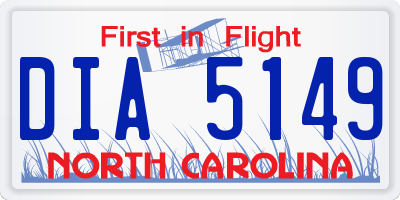 NC license plate DIA5149