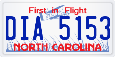 NC license plate DIA5153