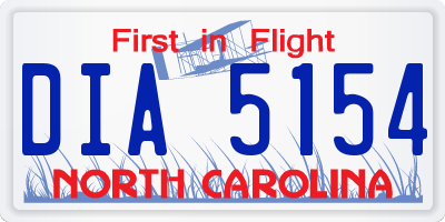 NC license plate DIA5154