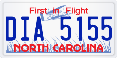 NC license plate DIA5155