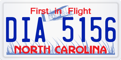 NC license plate DIA5156
