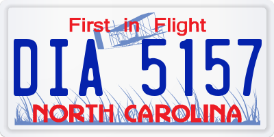 NC license plate DIA5157