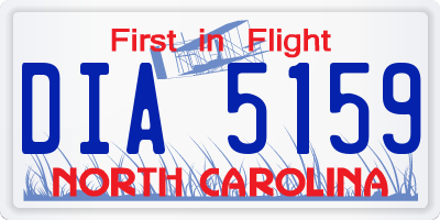 NC license plate DIA5159