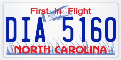 NC license plate DIA5160