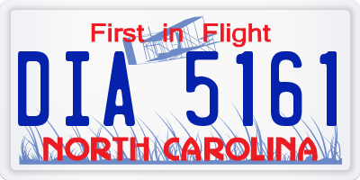 NC license plate DIA5161