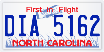 NC license plate DIA5162