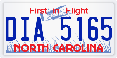 NC license plate DIA5165