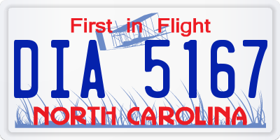NC license plate DIA5167