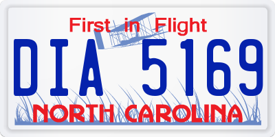 NC license plate DIA5169