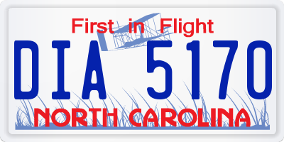 NC license plate DIA5170