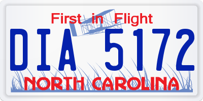 NC license plate DIA5172
