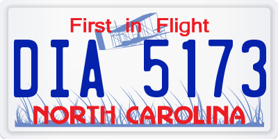 NC license plate DIA5173