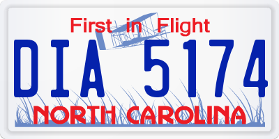 NC license plate DIA5174