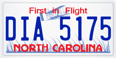 NC license plate DIA5175