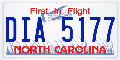 NC license plate DIA5177