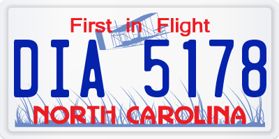 NC license plate DIA5178